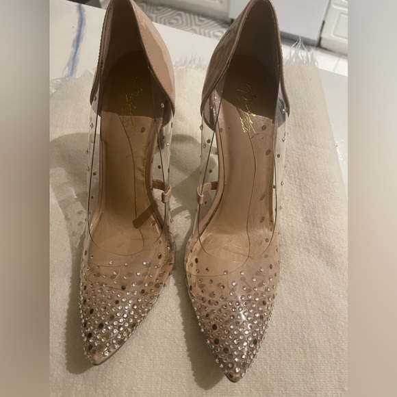NEW -Thalia Nude Clear Heels with rhinestones! - Picture 7 of 10